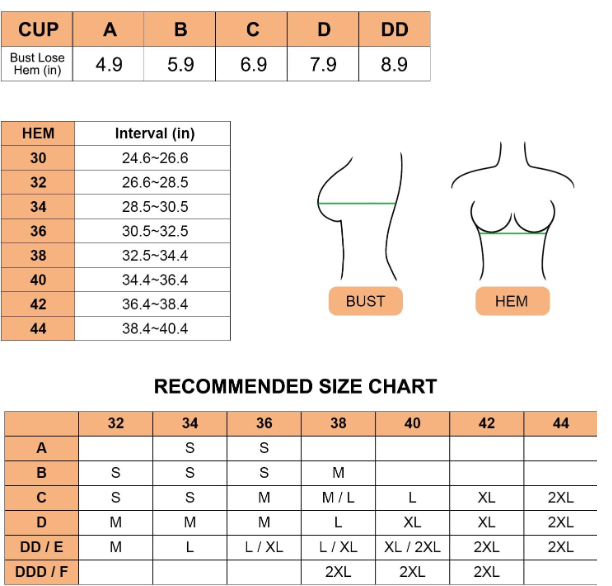 مقاسات حمالات الثدي a b c d مقاسات حمالات الثدي a b c d