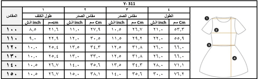 جدول مقاسات ملابس الفتيات 8 - 14 جدول مقاسات ملابس الفتيات 8 - 14