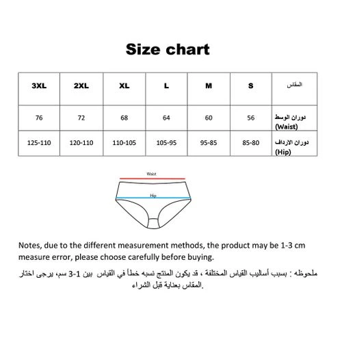 مقاسات الاندر بالارقام