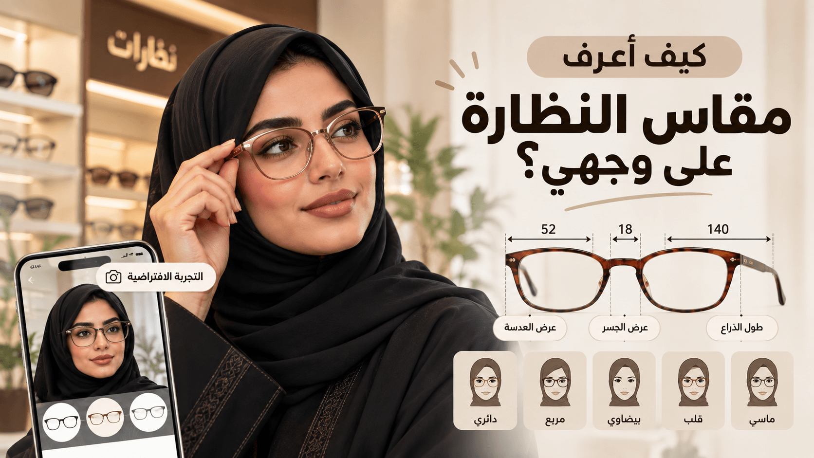 كيف أعرف مقاس النظارة على وجهي؟